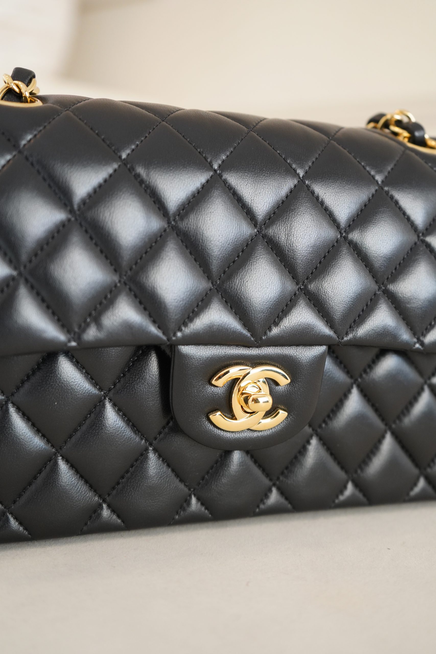 Chanel Medium Classic Double Fap Black Lambskin With Gold Hardware - Image 8