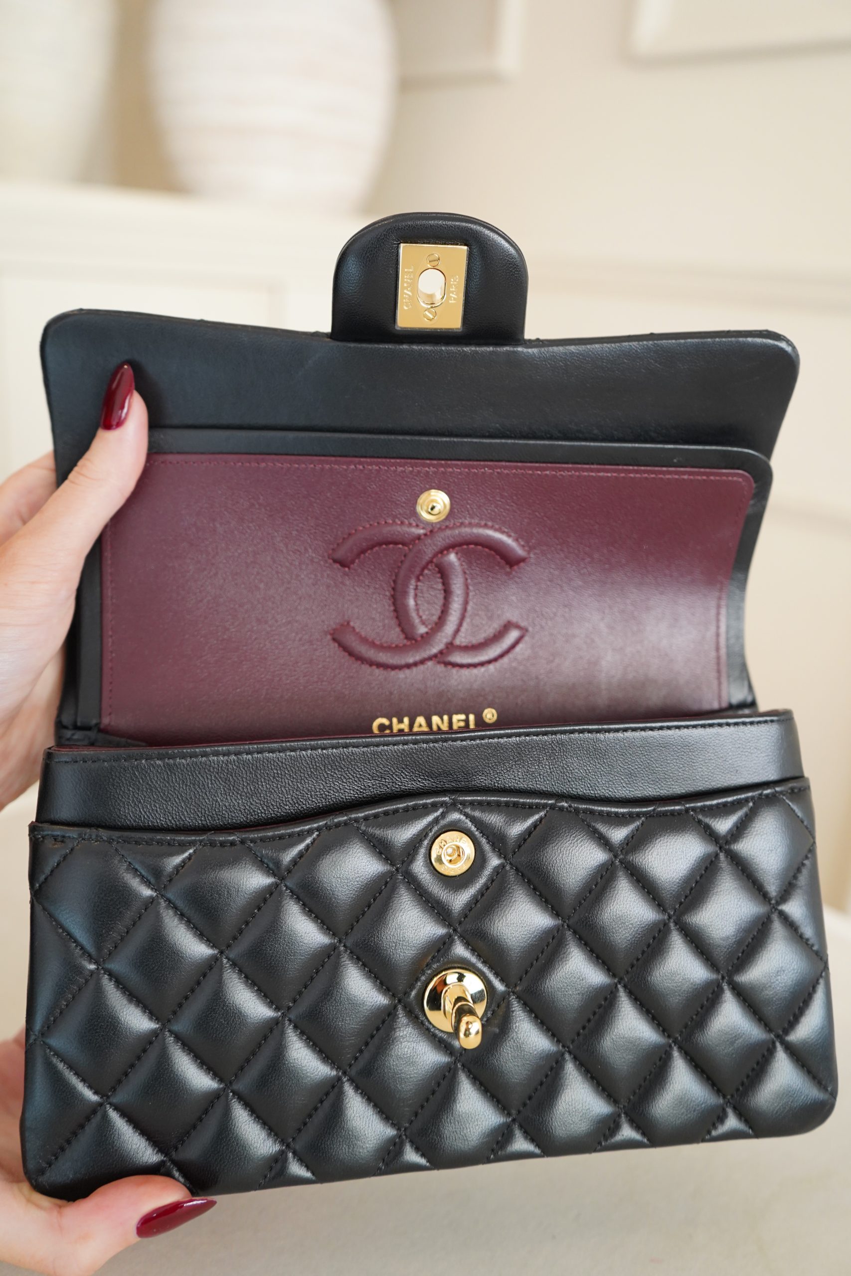 Chanel Medium Classic Double Fap Black Lambskin With Gold Hardware - Image 9