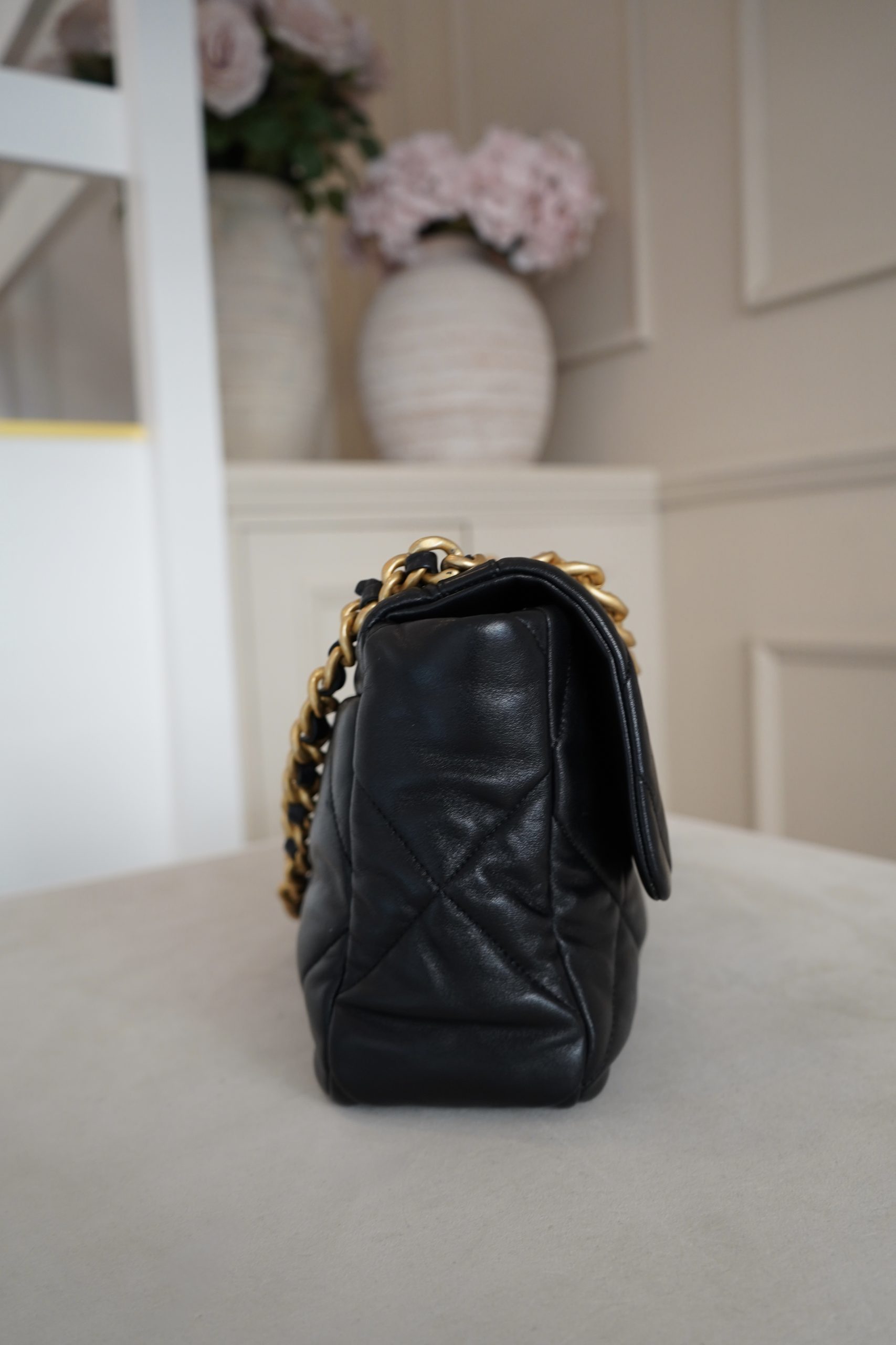 Chanel 19 Large Flap Black Quilted Bag - Image 3