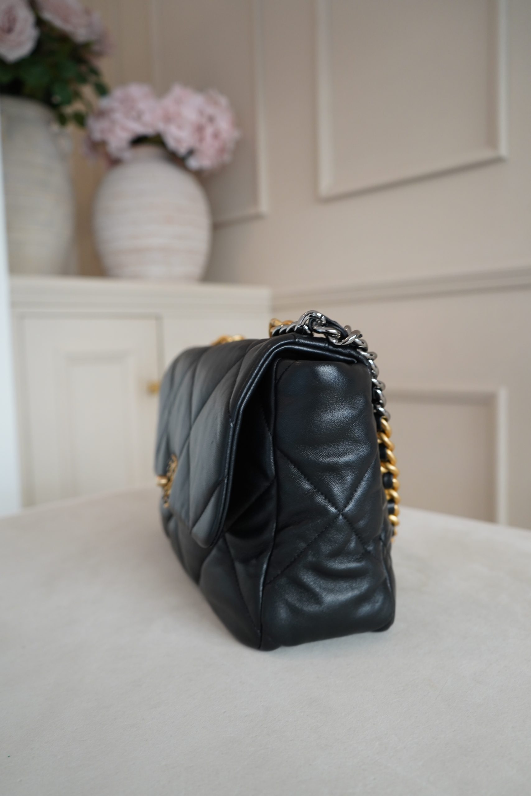 Chanel 19 Large Flap Black Quilted Bag - Image 5