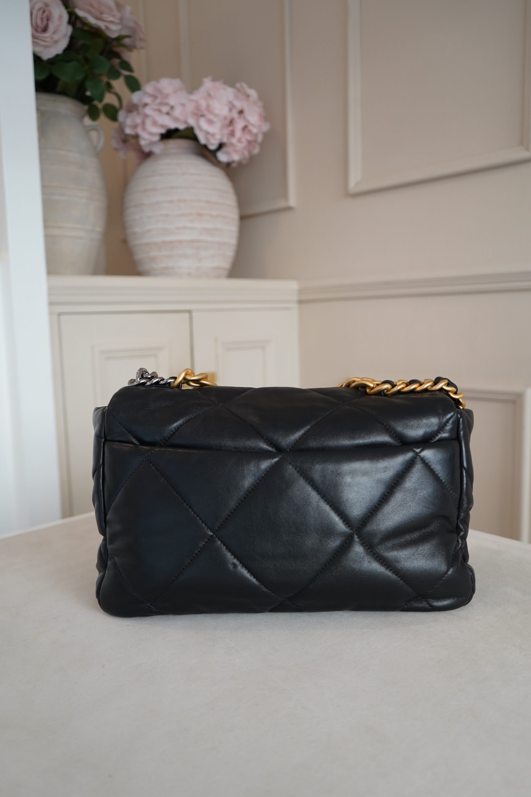 Chanel 19 Large Flap Black Quilted Bag - Image 4