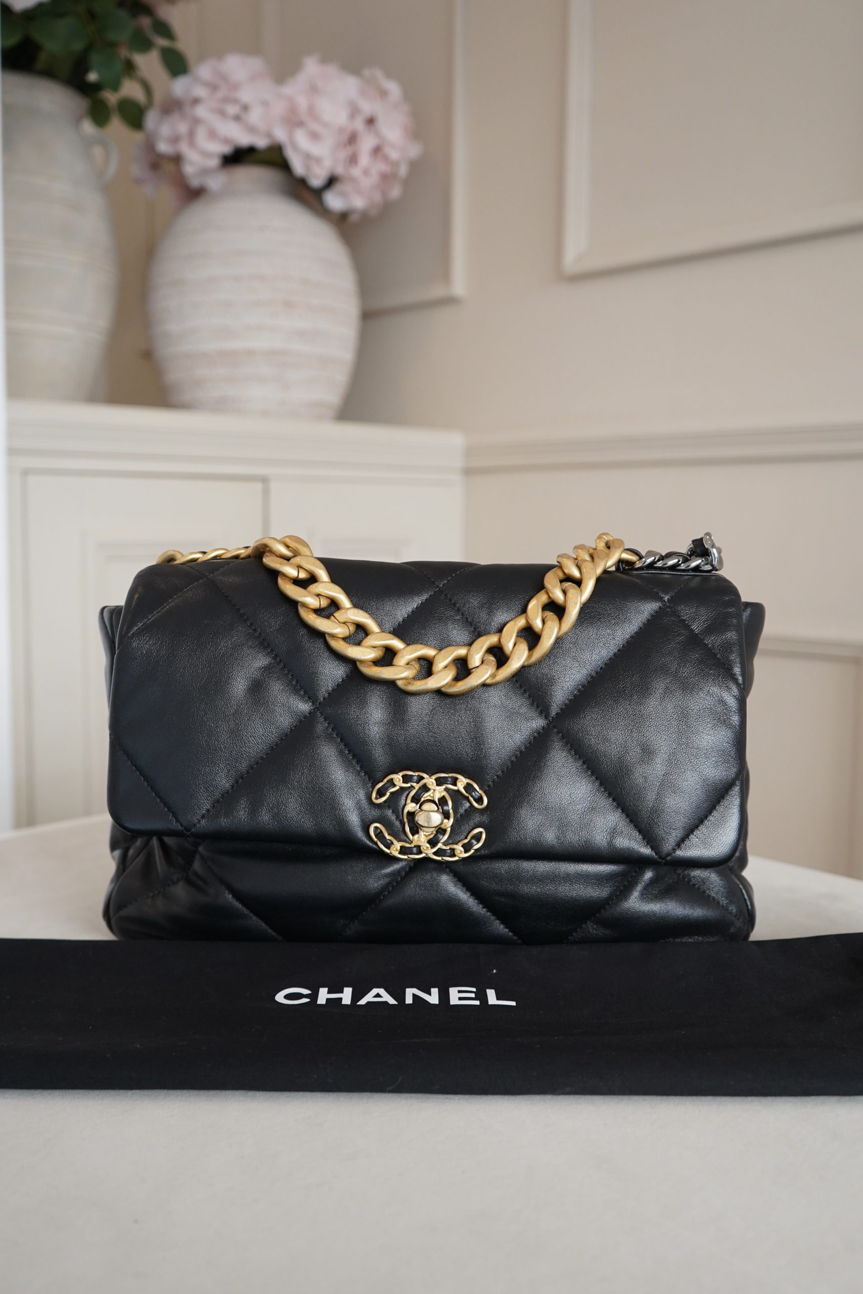 Chanel 19 Large Flap Black Quilted Bag - Image 11