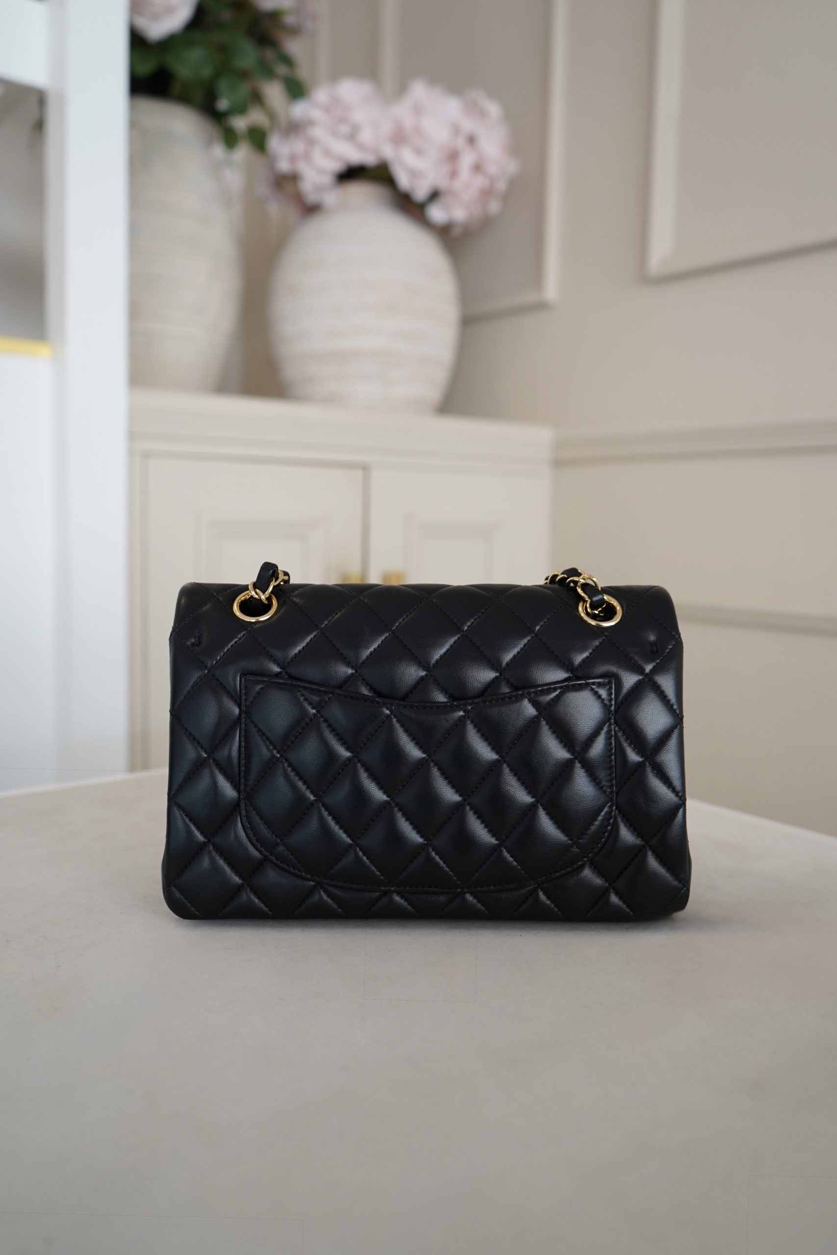 Chanel Medium Classic Double Fap Black Lambskin With Gold Hardware - Image 7