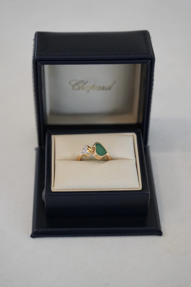 Chopard Happy Hearts Rose Gold Diamond & Green Agate Ring