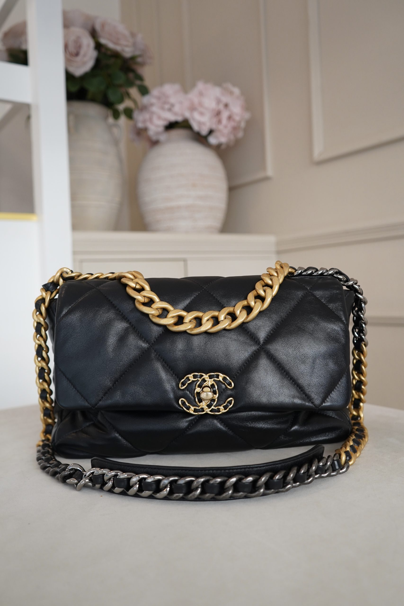 Chanel 19 Large Flap Black Quilted Bag