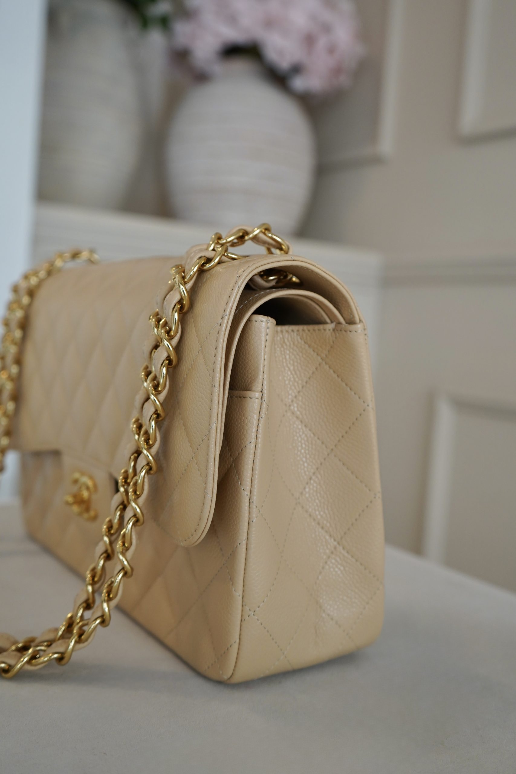 Chanel Jumbo Classic Double Flap Beige Caviar With Gold Hardware 2015/2016 Model - Image 2